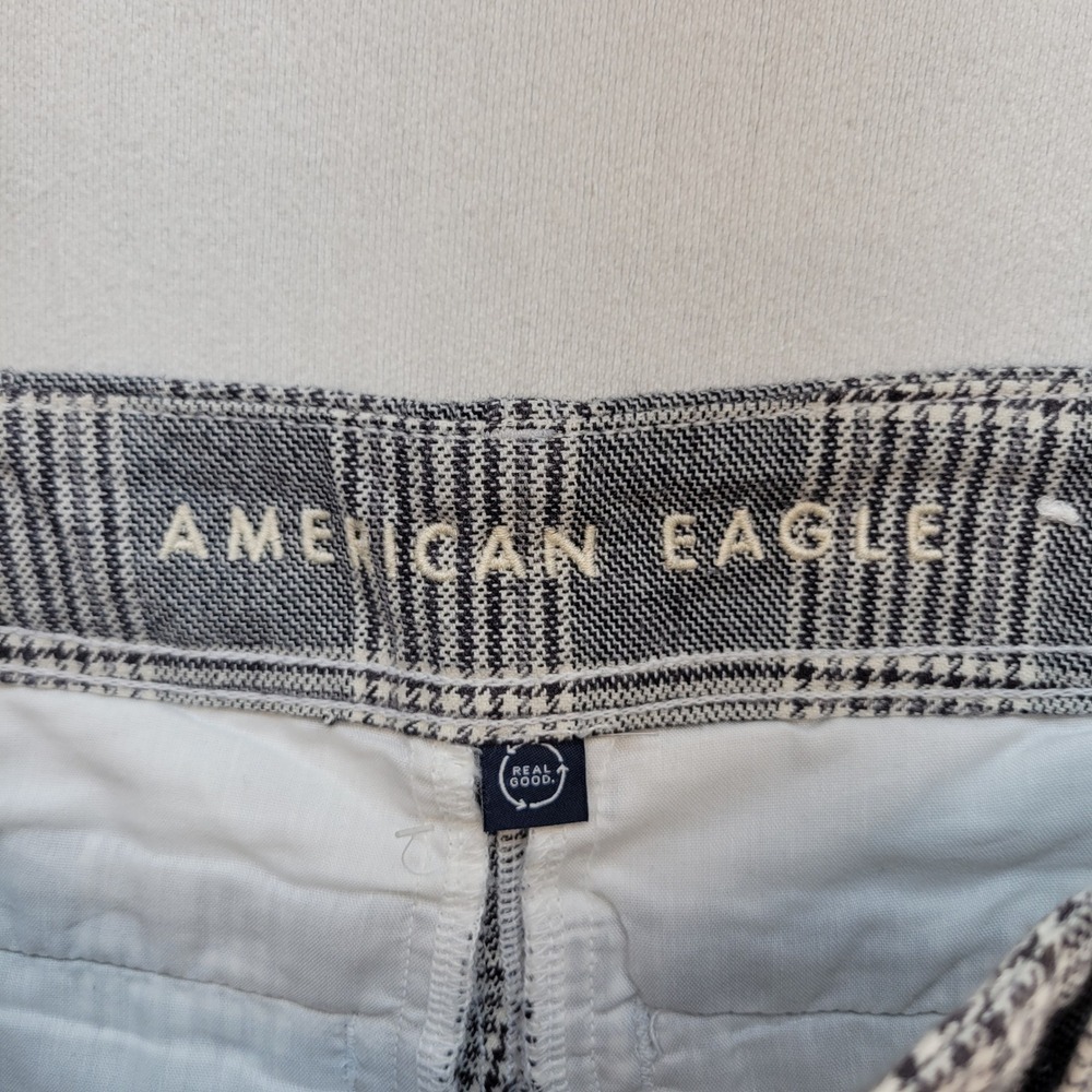 American Eagle Wide Leg Pants Womens 4 Gray Plaid Super High Rise Baggy Trousers - Picture 7 of 12